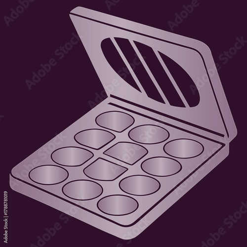 Open Makeup Palette with Multiple Compartments and Mirror