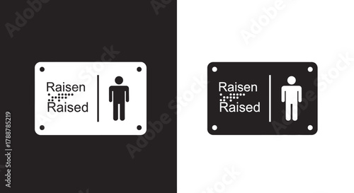 Accessible Mens Restroom Sign with Braille and Male Pictogram.