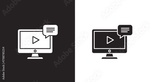 Minimalist Webinar Vector Icon with Computer and Video Play Symbol
