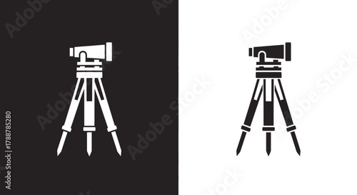 Surveying Theodolite Vector Icon Glyph for Engineering and Construction