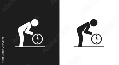 Minimalist Person and Clock Icon Vector for Time Management Concepts