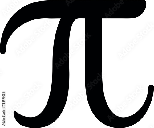 Bold Black Line Illustration of Mathematical Pi Symbol