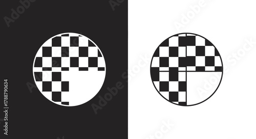 Abstract Geometric Circle Logo Vector with Modern Black and White Checkerboard Pattern