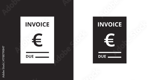 Minimalist Invoice Icon Vector with Euro Symbol for Business Finance