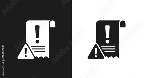 Minimalist Payment Warning Vector Icon with Bill and Error Alert Symbol
