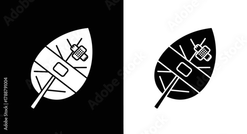 Symbolic Vector Icon of an Injured Leaf with Bandage for Environmental Healing