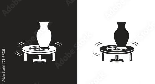 Minimalist Pottery Wheel Vector Icon for Ceramic Craft and Art