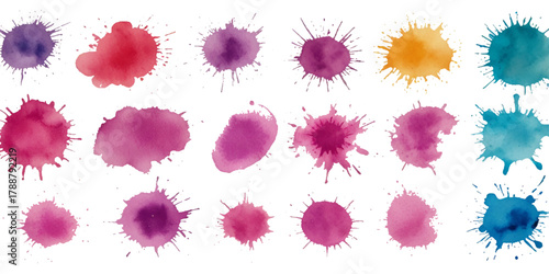 Set of watercolor circles brash multicolored. watercolor on white background. colorful watercolor vector design and transparent background