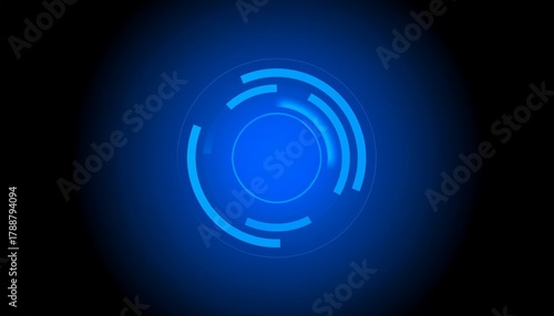 Futuristic blue glowing circle design on a dark background. This image evokes feelings of advanced technology and digital innovation