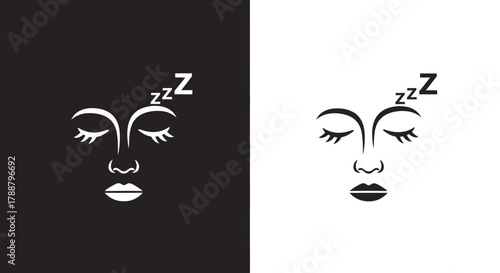 Minimalist Sleeping Face Vector Icon with Z Letters for Sleep and Wellness Branding