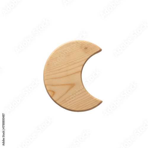 Crescent moon wooden shape abstract design object decorative isolated, close up shot, high angle view
