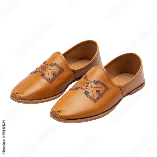 Wallpaper Mural Elegant leather loafers with intricate geometric embroidery for stylish footwear fashion Torontodigital.ca