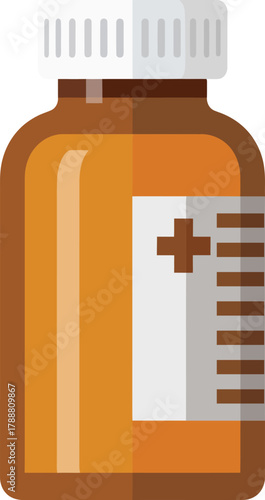 Amber medicine bottle with prescription label design