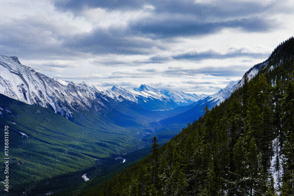 Fototapeta premium View from top of Sulphur Mountain in Banff National Park
