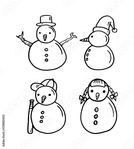 Foto snowman winter christmas hand drawing element set