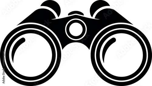 Teamwork editable vector icon illustration of a pair of black binoculars with circular lenses and eye pieces on white background