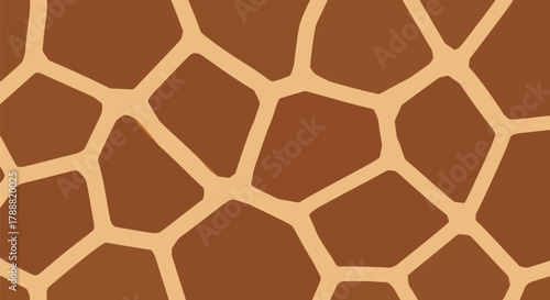 Flat vector giraffe pattern with large irregular polygon shapes and rounded corners in earth-tone solid colors. Seamless repeat, no gradients, ideal for natural and rustic product packaging