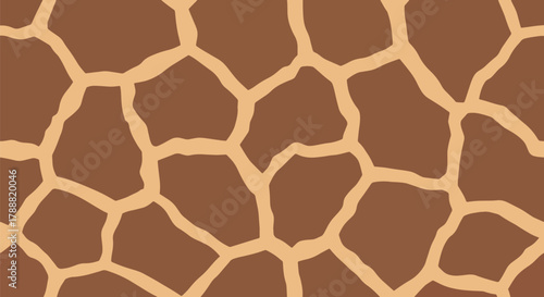 Flat vector giraffe pattern with large irregular polygon shapes and rounded corners in earth-tone solid colors. Seamless repeat, no gradients, ideal for natural and rustic product packaging