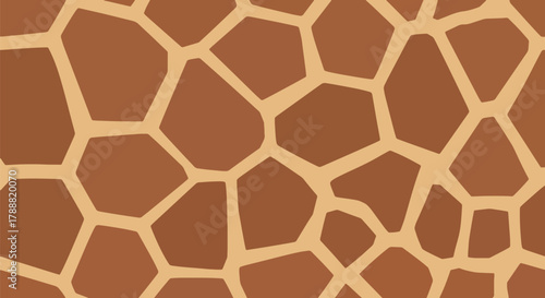 Flat vector giraffe pattern with large irregular polygon shapes and rounded corners in earth-tone solid colors. Seamless repeat, no gradients, ideal for natural and rustic product packaging