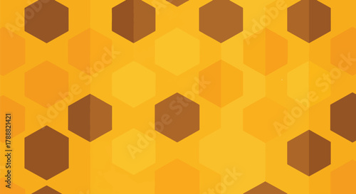 Flat vector honeycomb pattern inspired by bee structure. Repeating hexagon tiles in solid yellow, clean modern geometric look, seamless repeat, no gradients