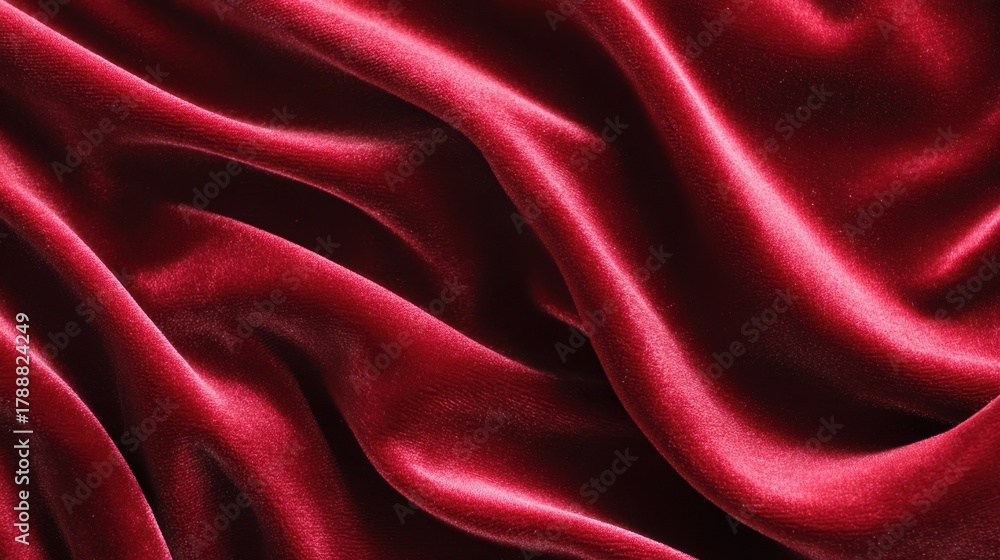 Obraz premium Soft crimson silk glistens in gentle light showcasing its rich texture and elegance.