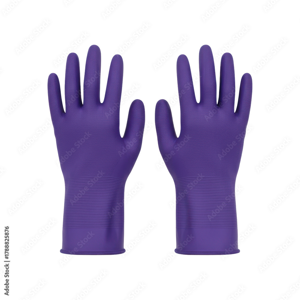 Obraz premium Pair of purple protective gloves offering hygiene in a studio setting