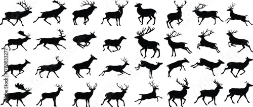 Reindeer Silhouette Vector Collection for Christmas and Winter Design