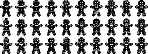 Gingerbread Man Silhouette Vector Collection for Holiday Design
