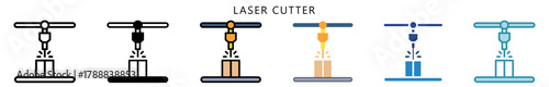 Laser Cutter Icon, Multi Style, Flat, Line, Glyph, Lineal, Dual Tone. Use For Modern Concept, Ui, Ux Web And App Development.