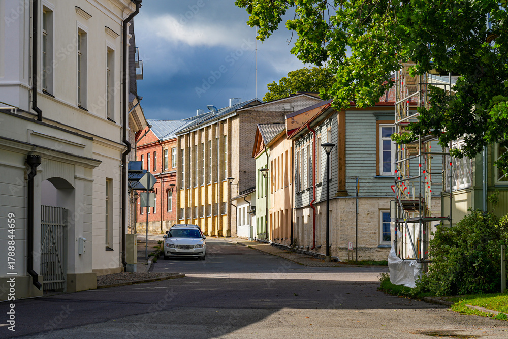 Obraz premium Wooden house in the Old Town of Haapsalu on the west coast of Estonia in the Baltic Sea