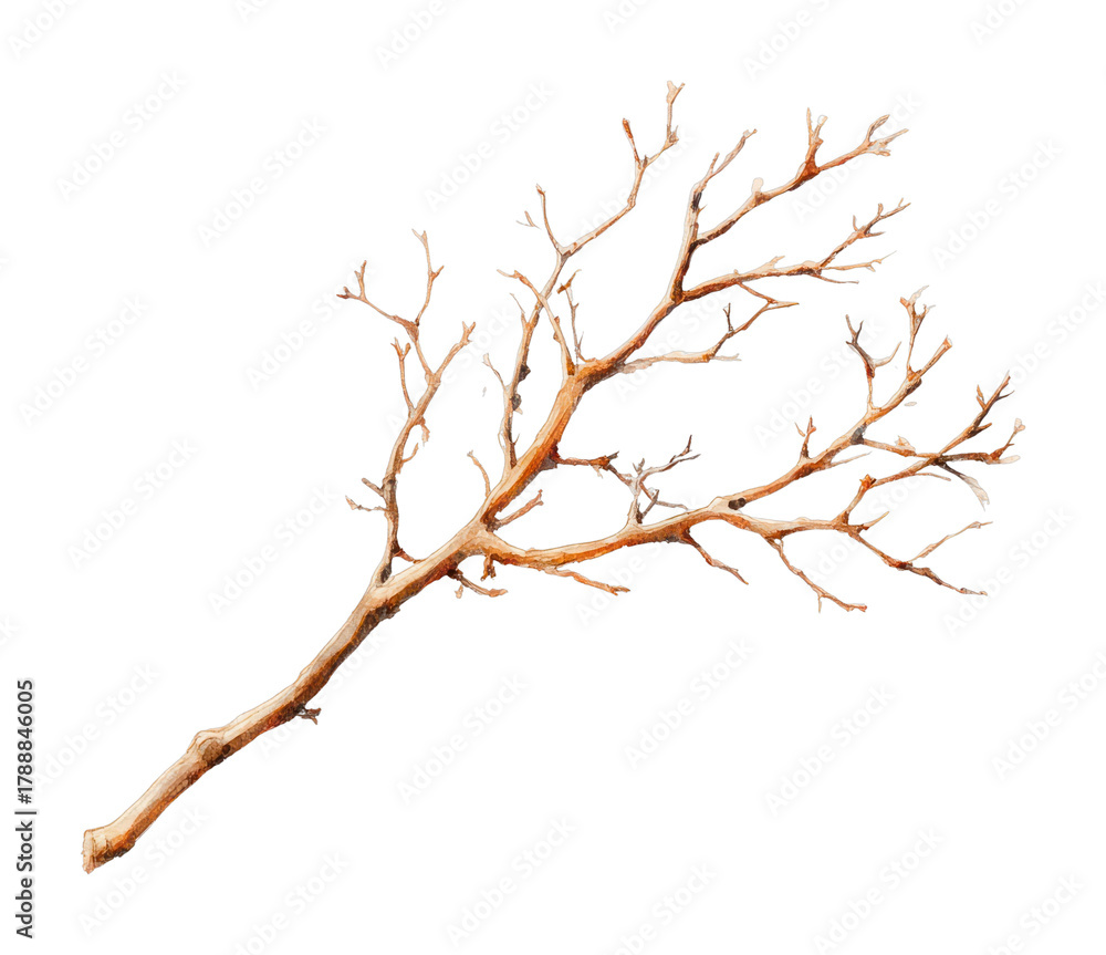 Fototapeta premium PNG Delicate branch watercolor illustration.