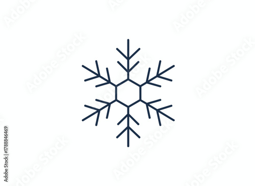 A minimalist line‑art icon depicting frost and a snowflake, representing abstract snow and winter precipitation, rendered as a flat vector illustration on a white background