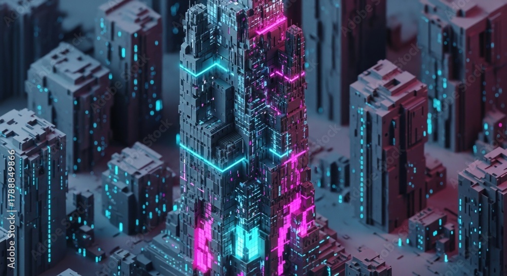 Obraz premium futuristic city with neon lights