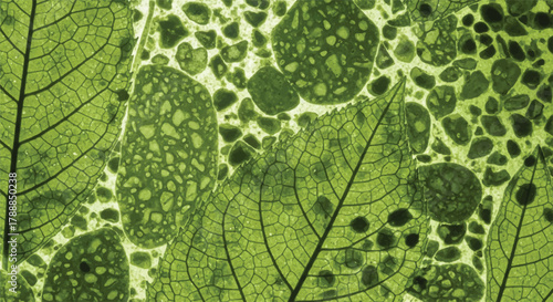 Macro Close-Up Leaf Veins Chloroplasts Stomata Plant Cell Structure Microscopic Botany Texture