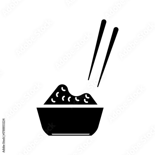  white rice and chopsticks icon vector
