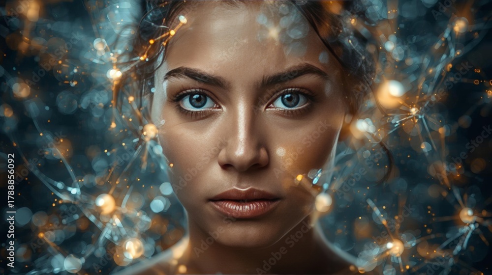 Obraz premium Ethereal Portrait with Abstract Light Effects