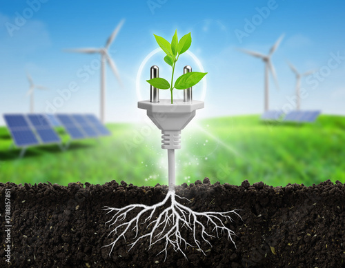 Renewable Green Energy Concept with Plug in Nature