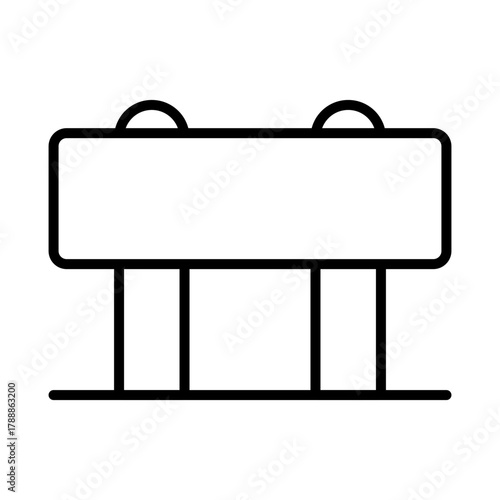 Stylized flat icon of a diving board with platform and supporting columns for water sport activity