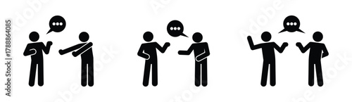 discussion, icon set, people talking and arguing, communicating