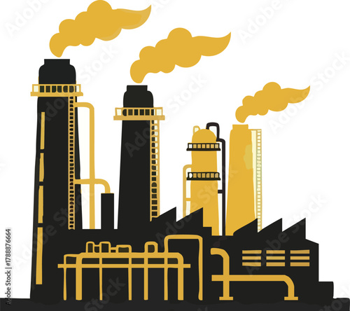 Industrial factory emitting smoke into the atmosphere causing pollution and environmental damage.