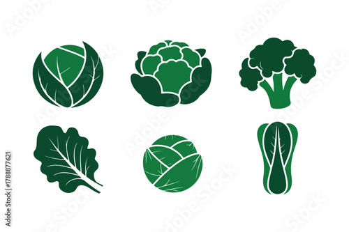 Assortment of green vegetables in a stylized illustration