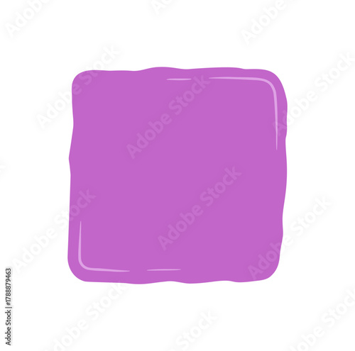 Hand drawn wavy fluid square patch in bold purple as main frame. Organic blob rectangle gives soft background or doodle text area, template for creative mockup, liquid border or label element.