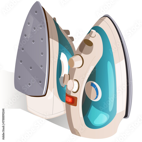 Modern Steam Iron Vector Illustration Design
