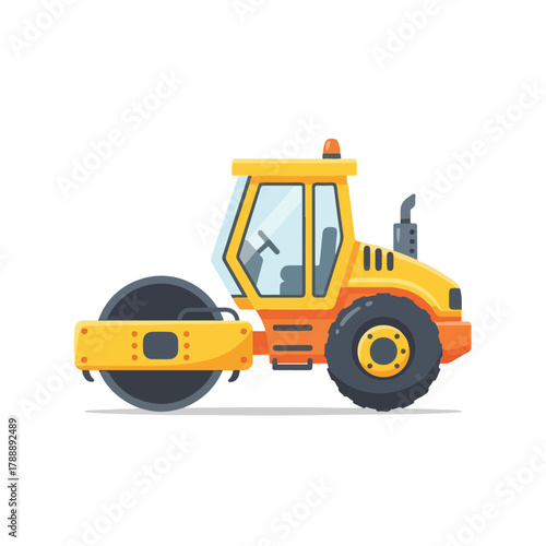 Cartoon Style Road Roller for Paving and Construction Projects