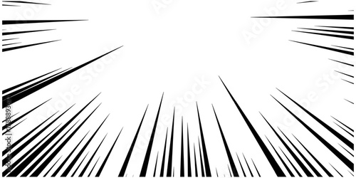 Speed line comic background. Radial burst cartoon effect, motion vector pattern