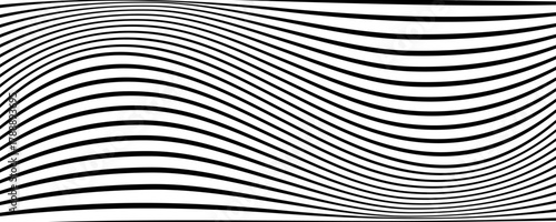 Black line wave pattern. Optical illusion stripe background, abstract geometric wavy texture