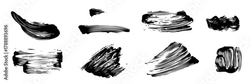 Mascara brush stroke isolated. Black eyelash makeup smudge