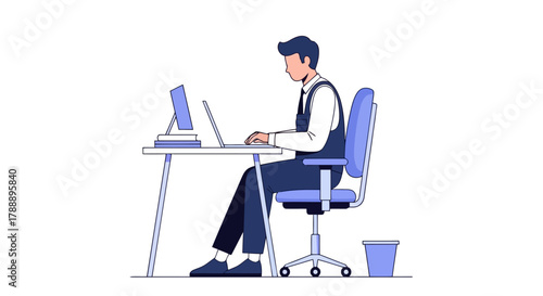 Man working on a laptop at a desk
