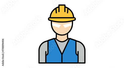 A construction worker wearing a hard hat and vest