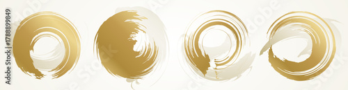 金色の筆で書いた円形のベクター素材。